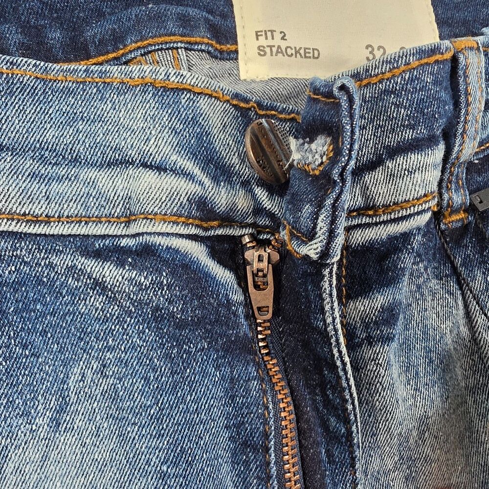 FWRD Denim New York Jeans Mens 32x36 Blue Distressed Ripped Stacked frayed Hype - Picture 5 of 15